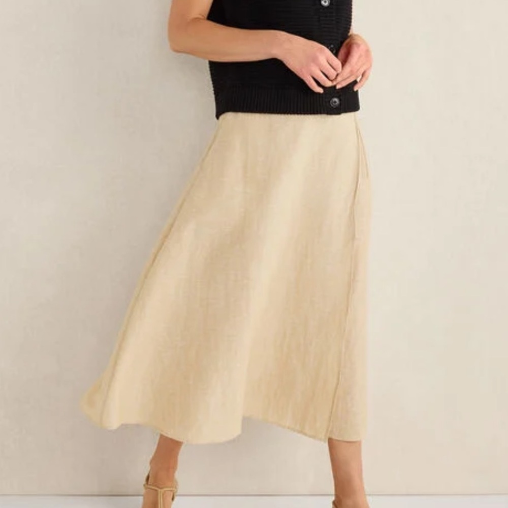 Talbots petite linen lined A-Line skirt large
